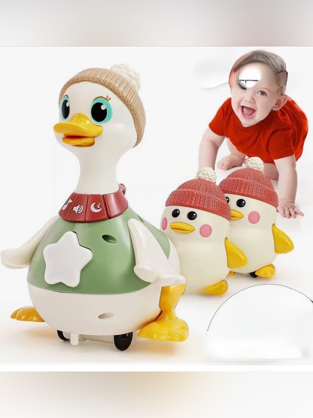HOLA Baby Toys 6-12 Months Musical Dancing Duck Toy Set with Mama and Babys